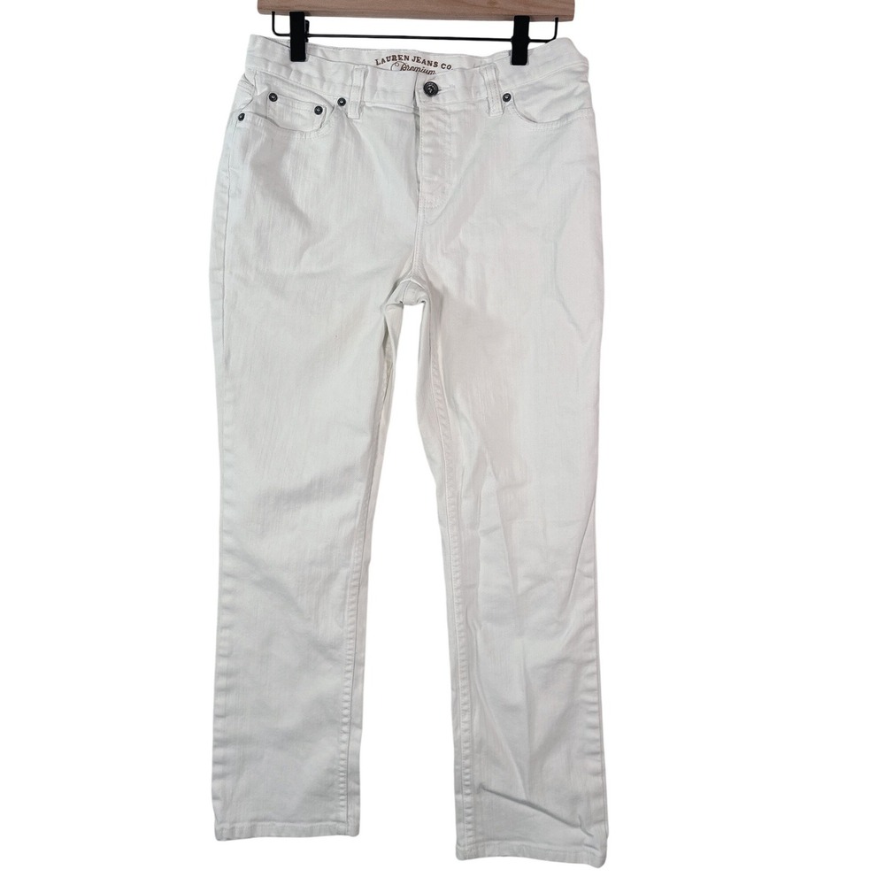 Lauren Jeans Co Ralph Lauren Women White Straight Leg Denim Pants Size 4 Stretch